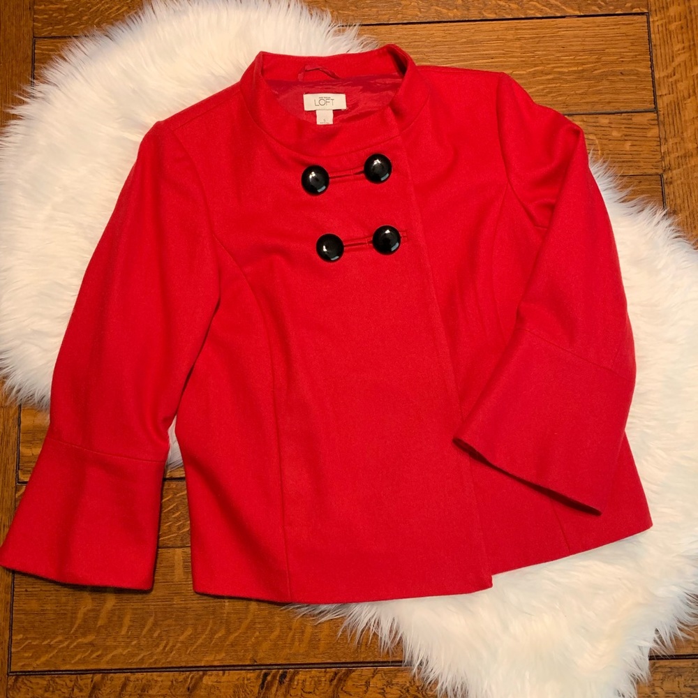 LOFT • red wool blend coat Sz S